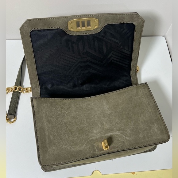 Rebecca Minkoff Brown Suede Genuine Leather Cross Body Hand Bag Purse Lux Chic - Picture 9 of 10